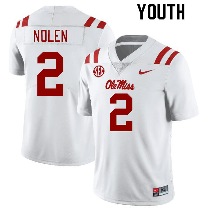 Youth #2 Walter Nolen Ole Miss Rebels College Football Jerseys Stitched-White